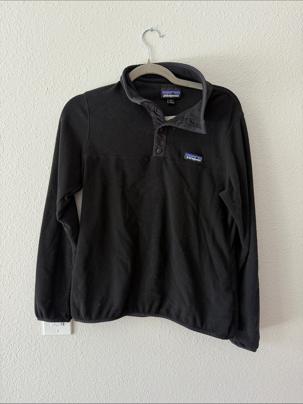 Patagonia Black Fleece Snap Pullover with Gray Trim